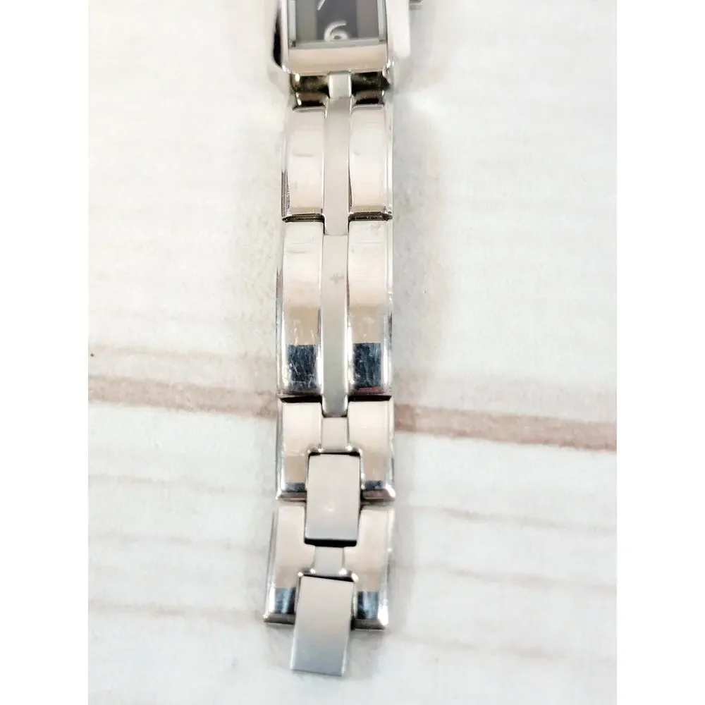 FOSSIL ES2160 Woman's Stainless Black Dial Crystal Accent Watch W/New Battery